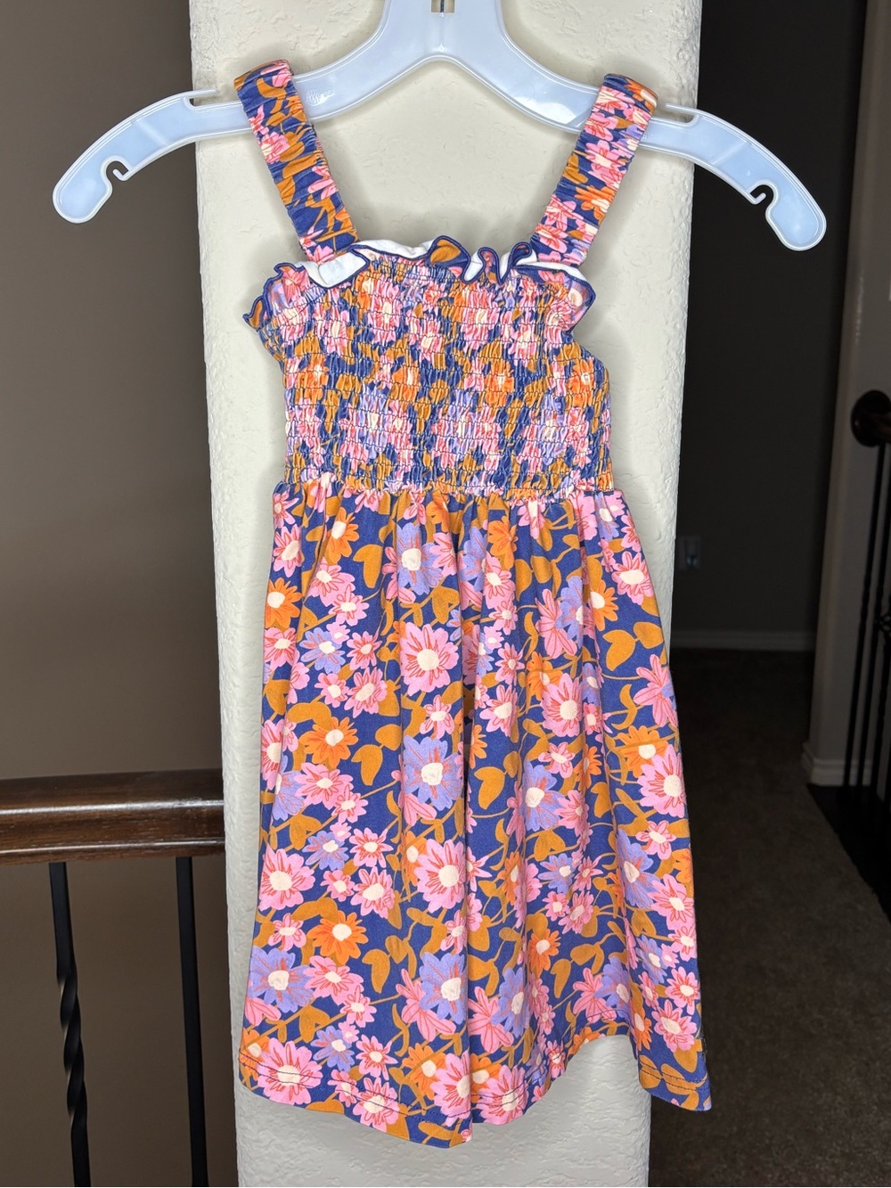 Matilda Jane Purple Floral Smocked Sundress with Pink & Orange Blooms Size 5T